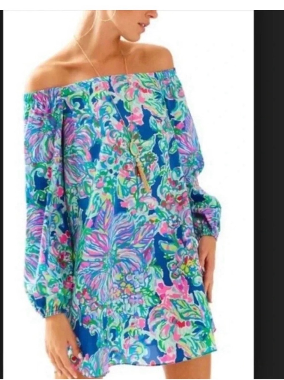 Lilly Pulitzer Silk Multicolor Floral Print Dress - Blue, Pink & Green